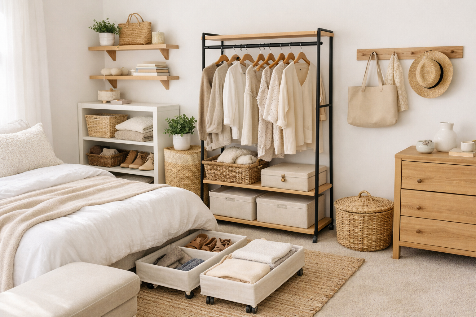 How To Create Storage In A Bedroom With No Closet Space