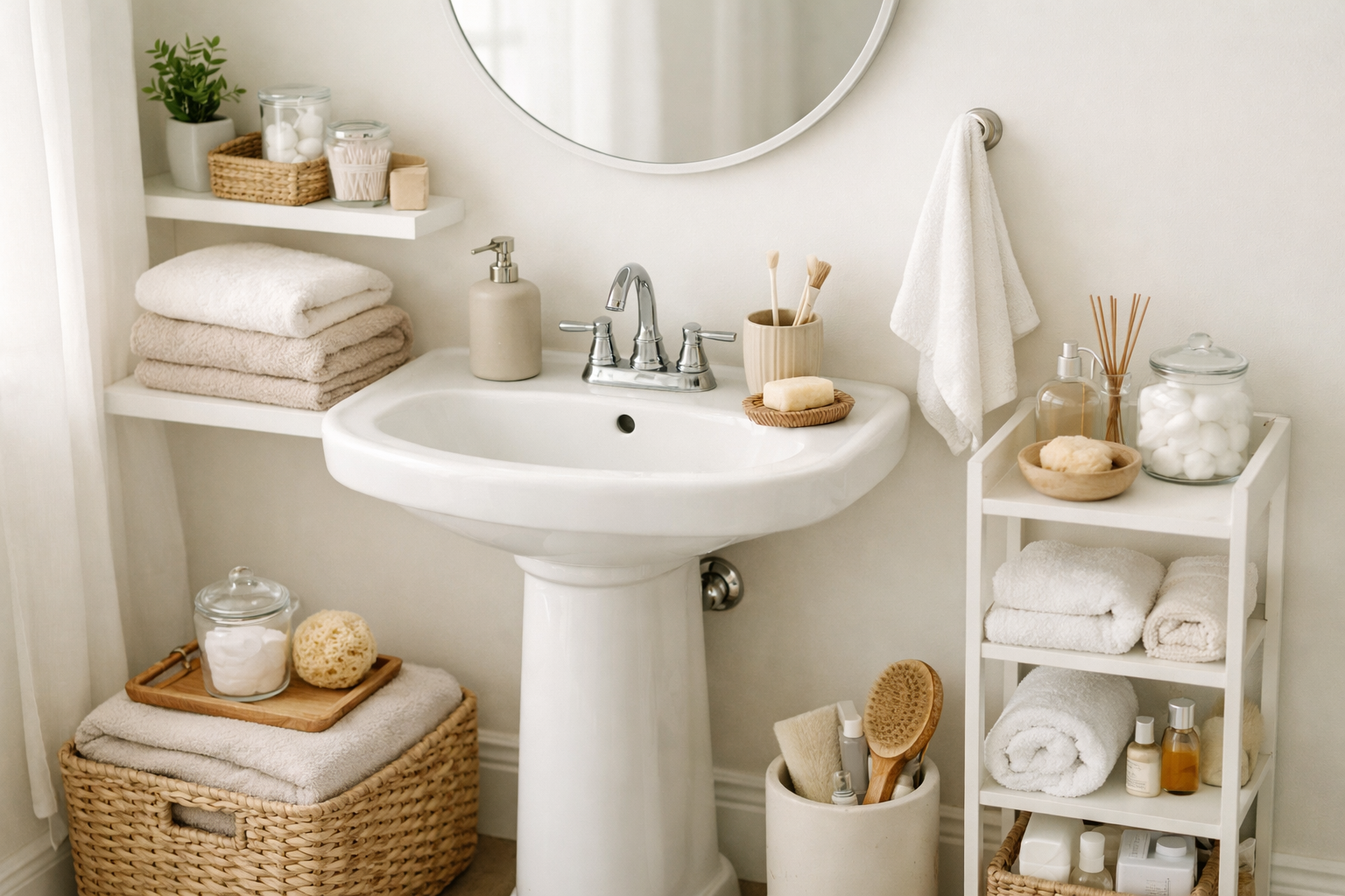 How To Organize A Bathroom With Only A Pedestal Sink